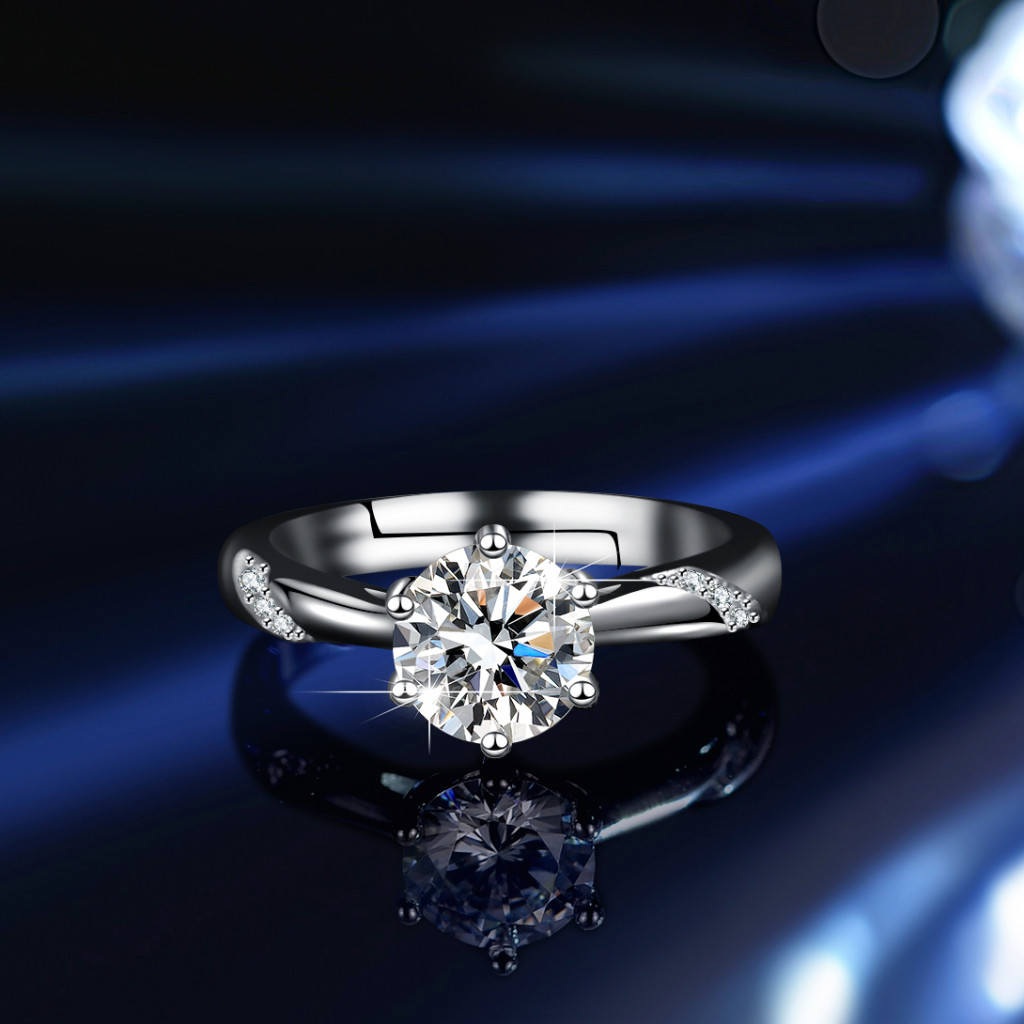  LOVETIA Cincin Moissanit 1.0 Ct Perak BTJZ001