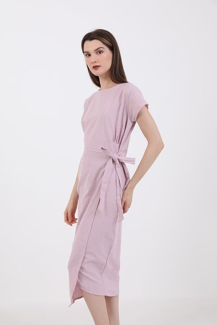 Berrybenka Sofia Kalula Side Tie Dress Pink Dope