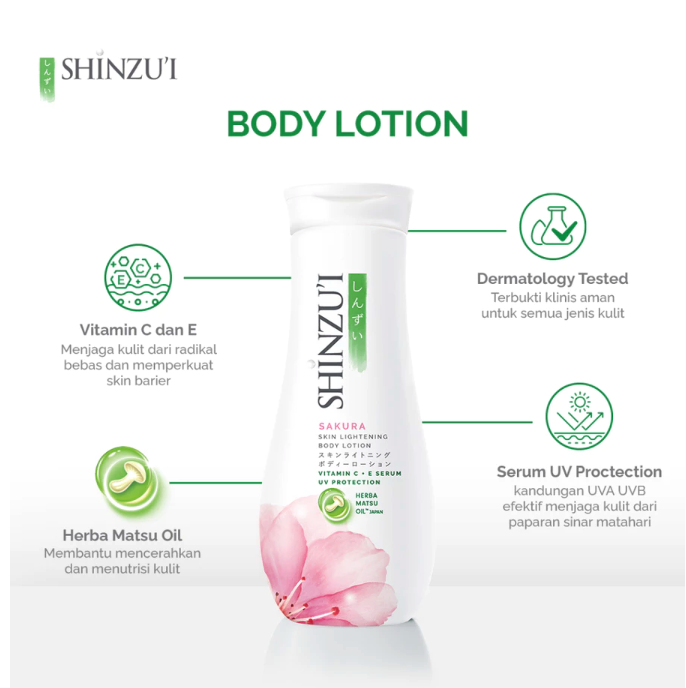 Shinzui Skin Lightening Body Lotion with Vitamin C + E Serum Sakura 210 ml 2
