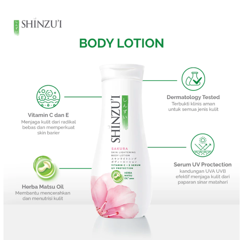 Shinzui Skin Lightening Body Lotion with Vitamin C + E Serum Sakura 210 ml 2