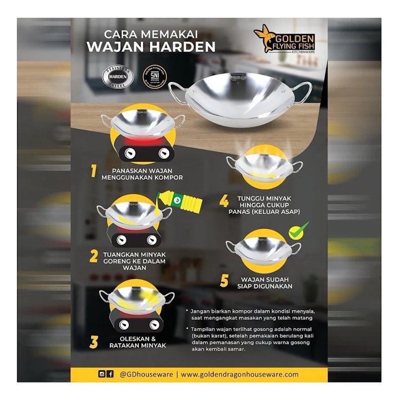 Golden Flying Fish Fry Pan Stainless Harden Steel 22 cm 4