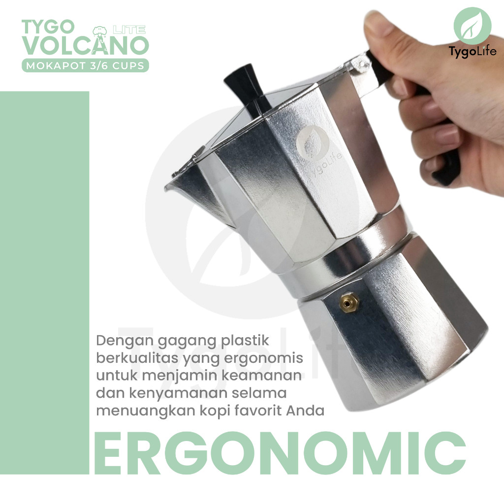 Tygo Volcano Lite Moka Pot 6 Cups 2