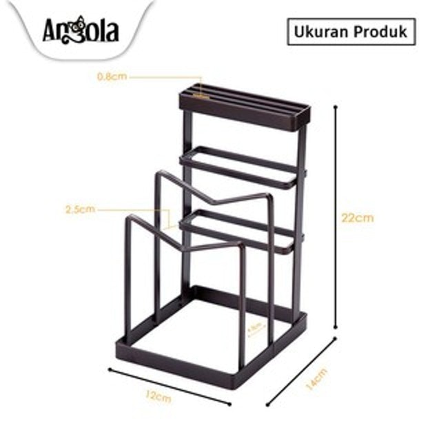 Angola Angola Tempat Panci Tutup E13 Rak Alat Dapur Rak Piring Pisau Holder