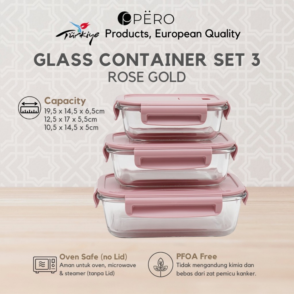 Pero Pero Glass Container Set of 3 Pyrex