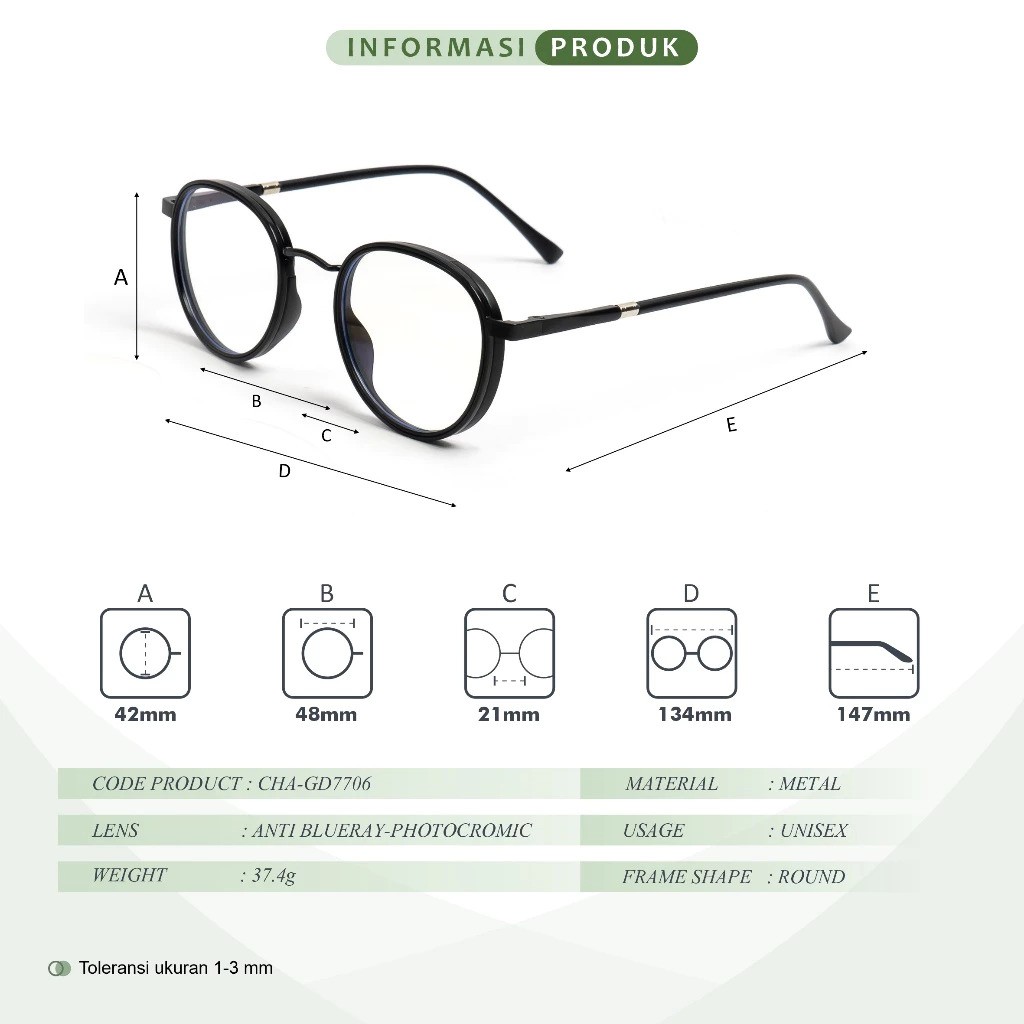  Chapellie Eyewear Kacamata Photocromic 7706