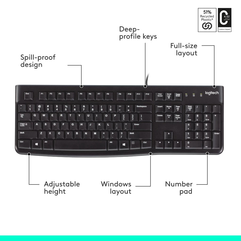 Logitech International Logitech USB Standard Computer Keyboard  K120