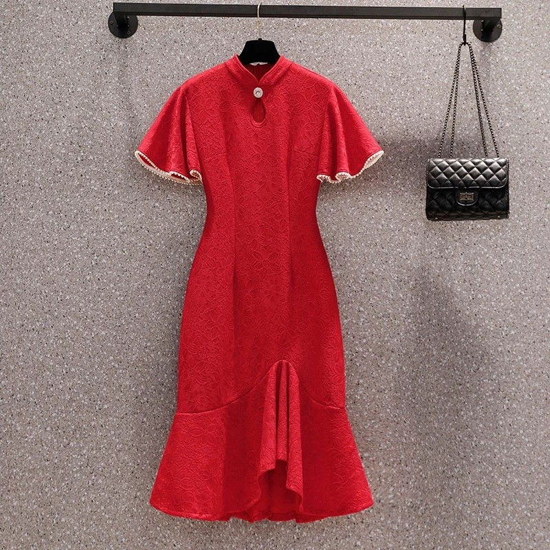  TianShun Cheongsam Dress Fishtail Hip 