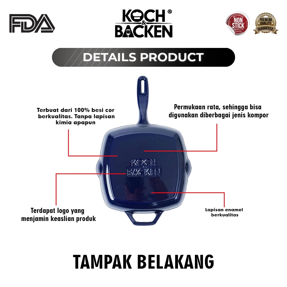 Koch Backen International Koch&Backen Cast Iron Enamel Grill Pan