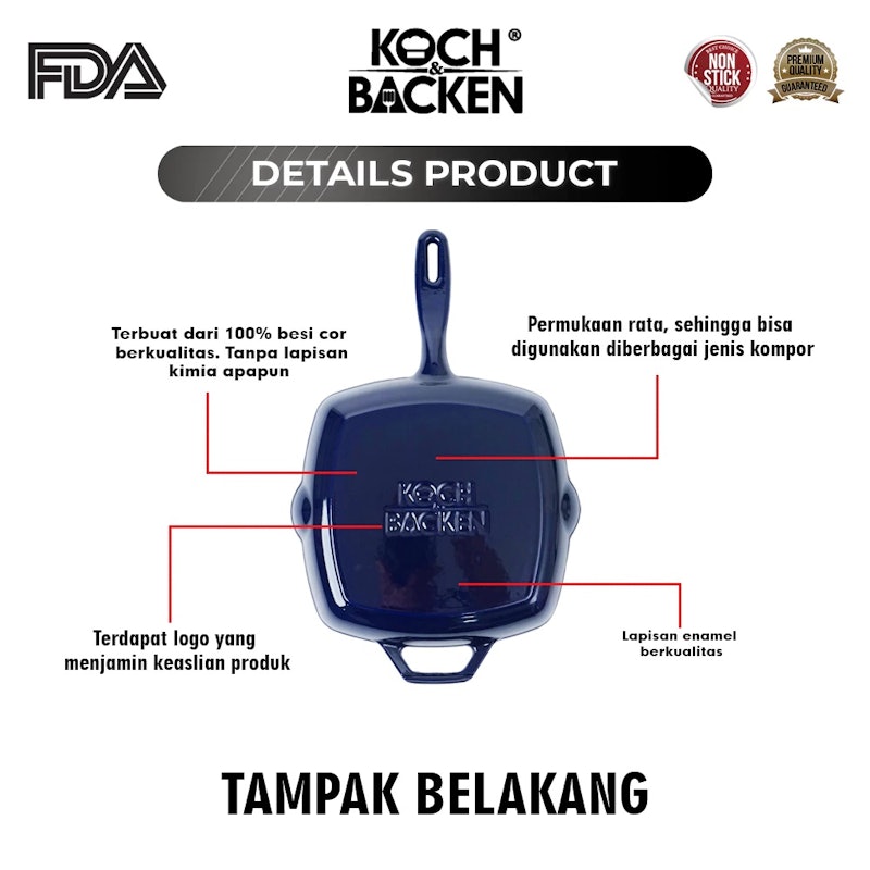 Koch&Backen Cast Iron Enamel Grill Pan 3