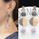 Geometric Pompom Wafer Earrings 1