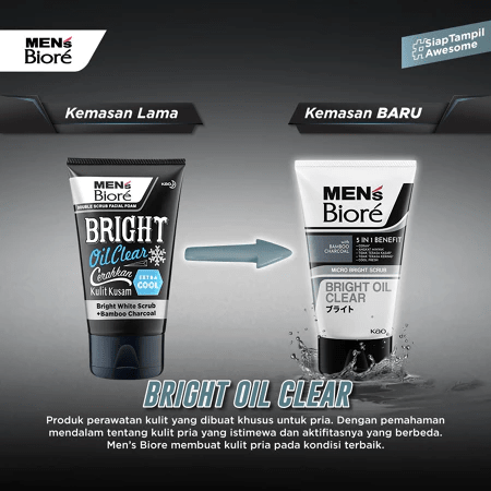 KAO Indonesia Men's Biore Micro Bright Scrub Bright Oil Clear