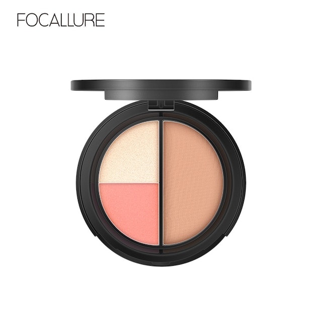 FOCALLURE Trio Blush Highlight & Contour Multi-Use Face Cosmetic Palette