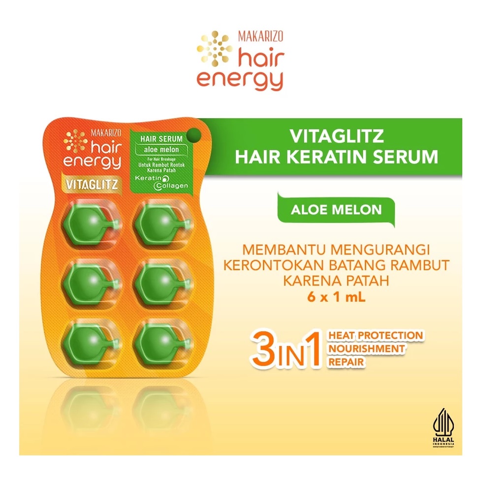 Akasha Wira International Makarizo Hair Energy Vitaglitz Hair Serum Aloe Melon