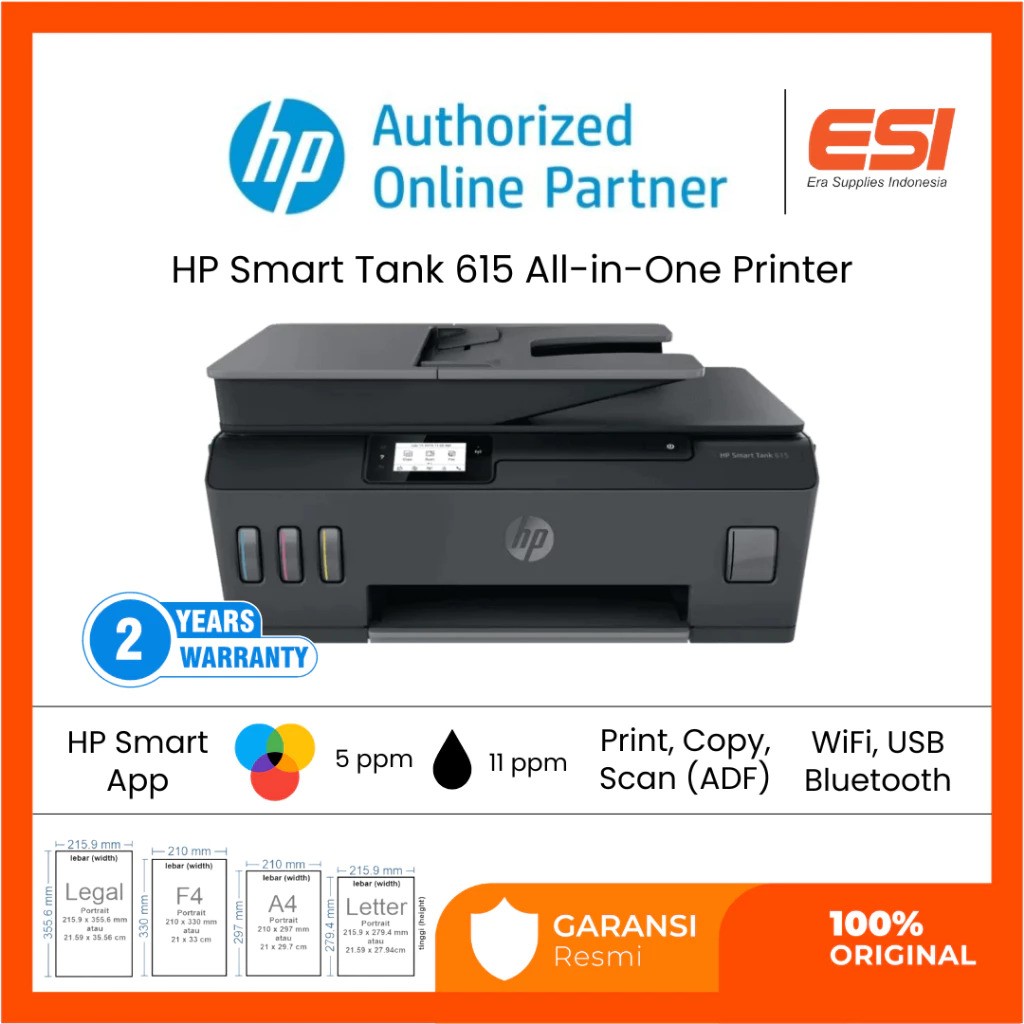 HP HP Smart Tank Wi Fi All-in-One Printer 615