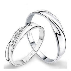 Tiaria Jewelry Silver Platinum Best Couple Ring