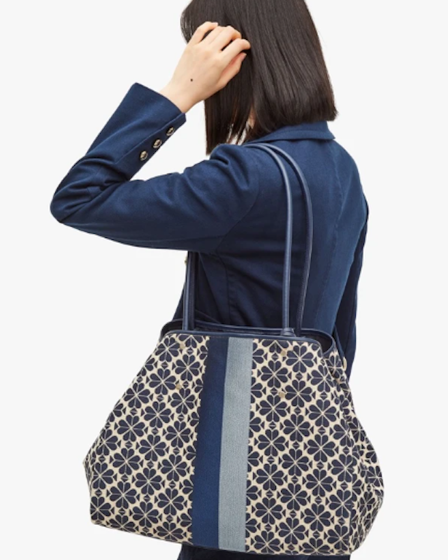 Everything Spade Flower Jacquard Stripe Large Tote 5