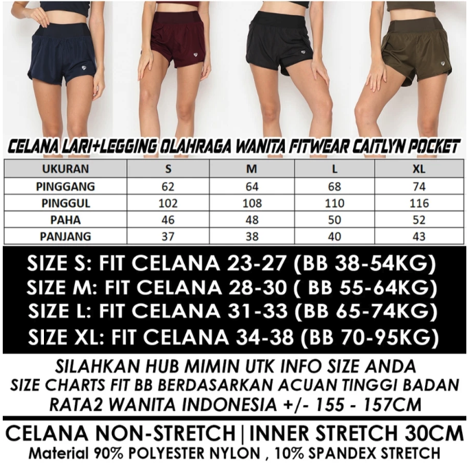 Fitwear Celana Pendek Lari + Inner Caitlyn Layered 5