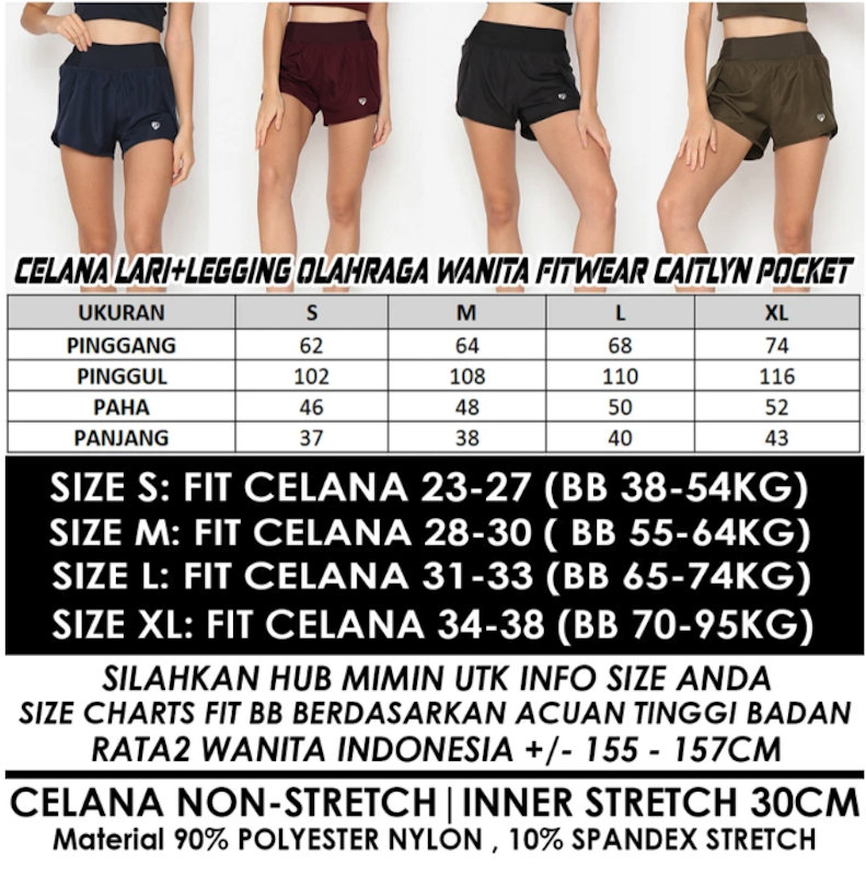 Fitwear Celana Pendek Lari + Inner Caitlyn Layered 5
