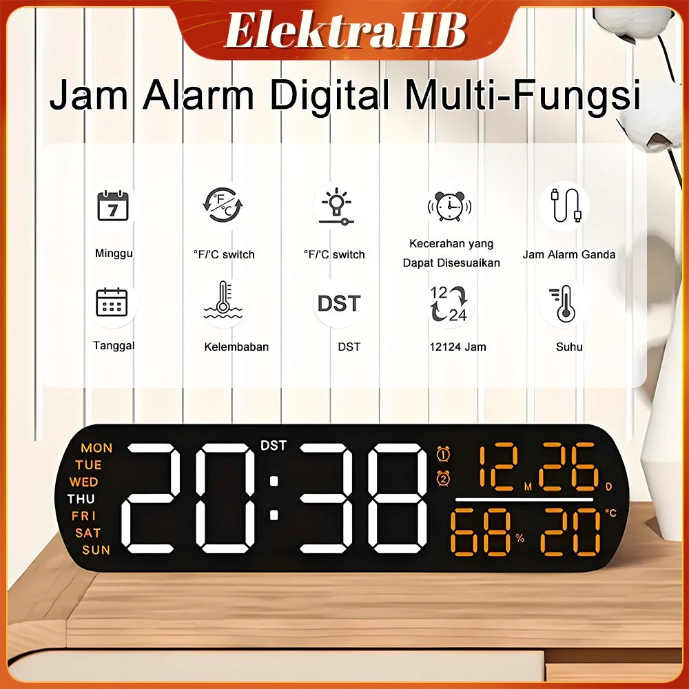  Jam Dinding Digital Smart Layar Besar 6-in-1 Tipe G