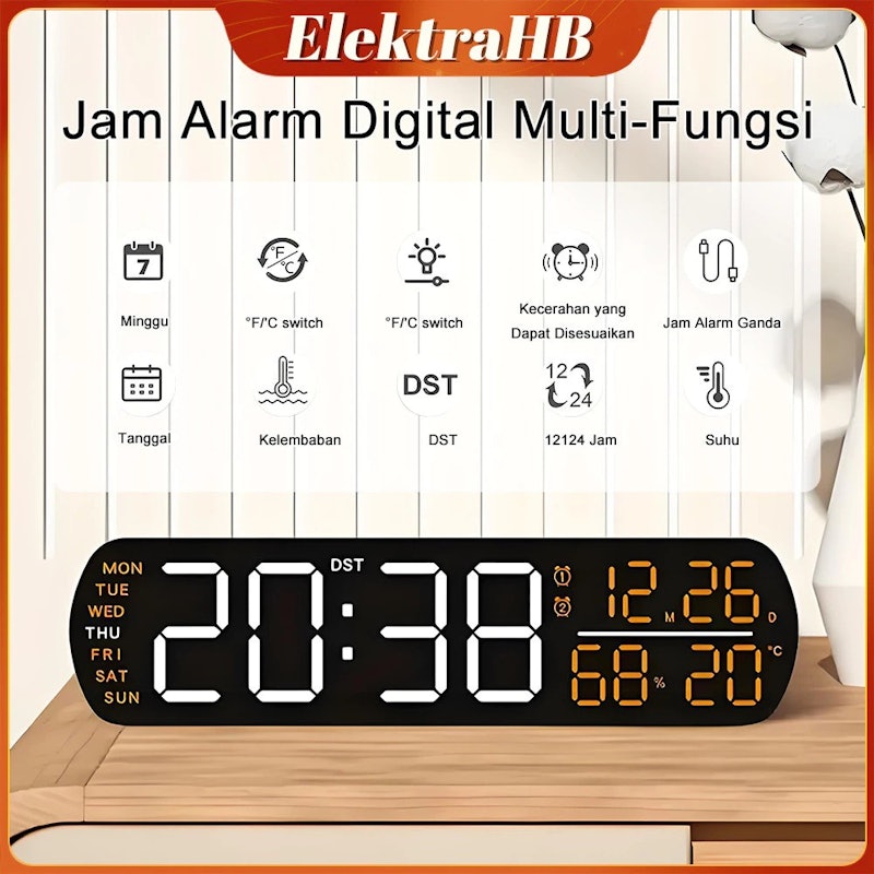 Jam Dinding Digital Smart Layar Besar 6-in-1 Tipe G 5