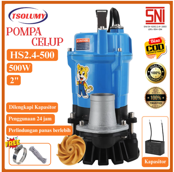 Somy Industri Indonesia Tsolumy Pompa Celup Air Kotor  HS 2.4-500W