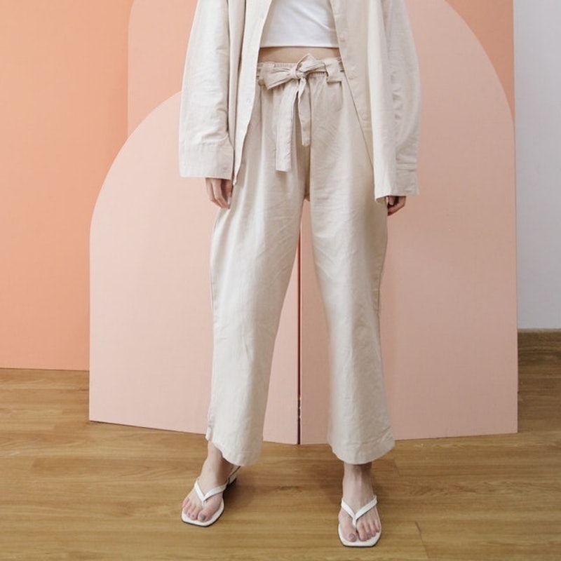 Berry Linen Straight Pants 1