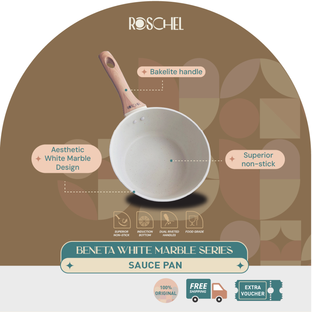Roschel Beneta White Marble Series Sauce Pan