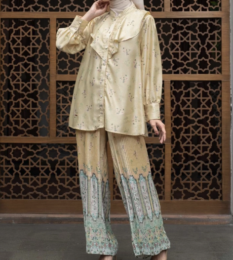 Mei Indithya Talenta Mayoutfit Summer Bloom Sarimbit Lebaran Butter Series