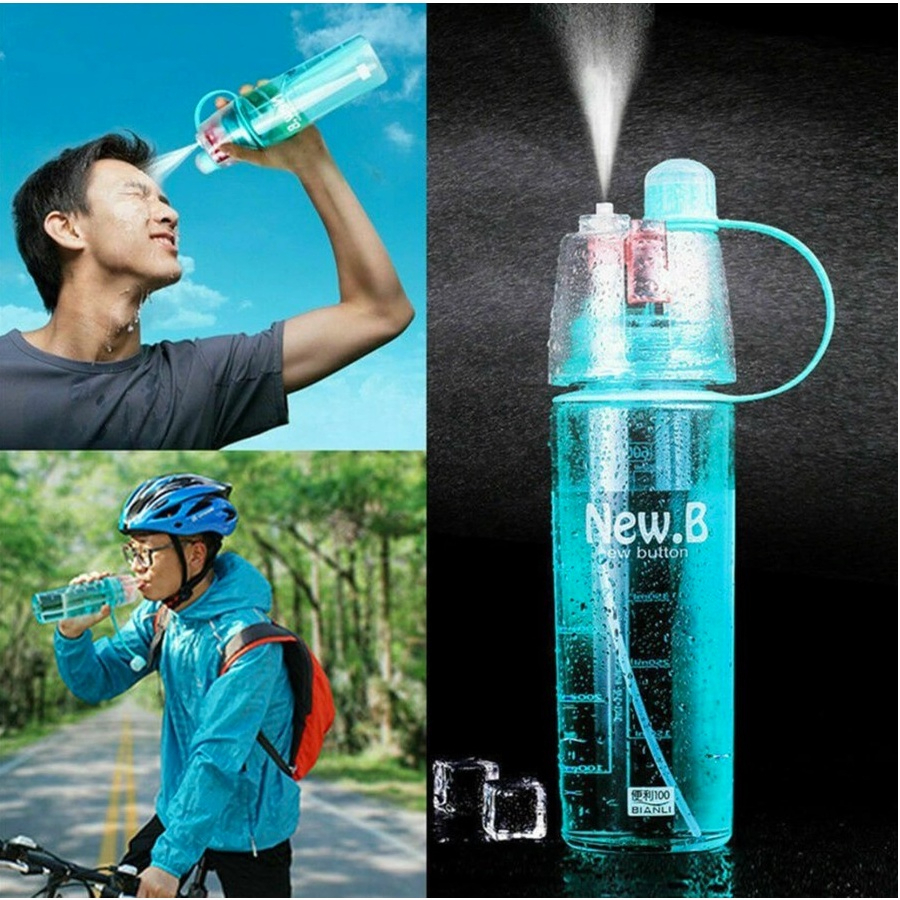 New B  Sports Spray Water Bottle