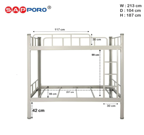 SAPPORO® YURA Ranjang Susun Besi 2 Tingkat  3
