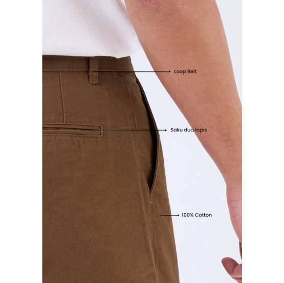  Manzone Chinos Pria Barvol 09 Comfort Fit Dark Brown