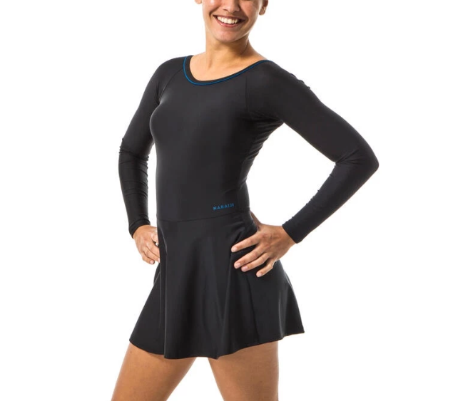 Nabaiji Women's Una Sleeve One-Piece Swimsuit Black ｜ 8577104