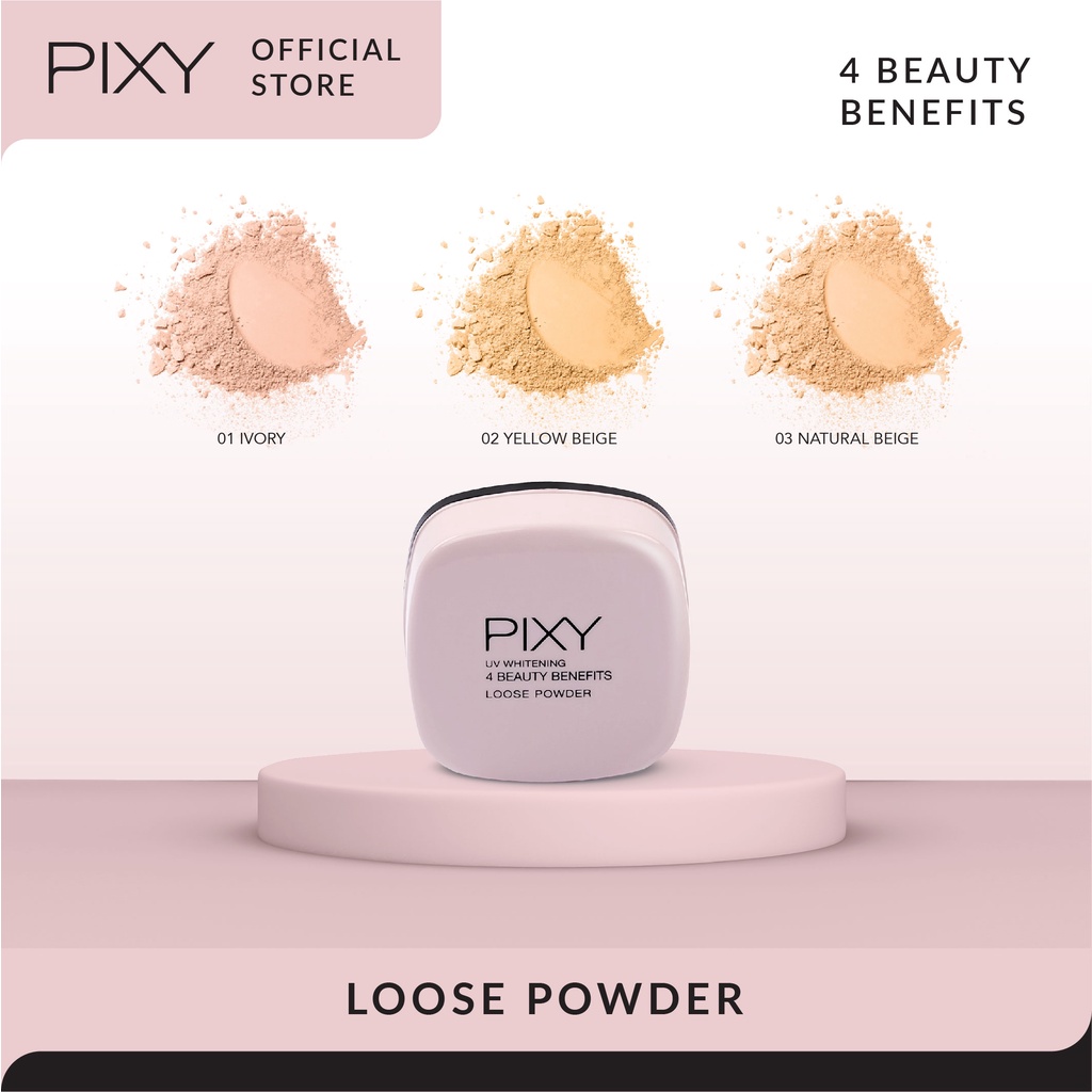 Mandom Indonesia PIXY UV Whitening 4 Beauty Benefits Loose Powder 03 Natural Beige