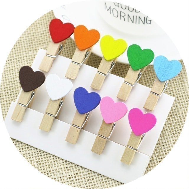 Heart Wooden Clip