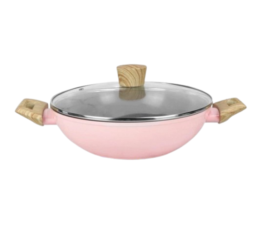 Cypruz Wok Pan Non Stick Pink Ceramic Series 28 cm ｜ KI 0873