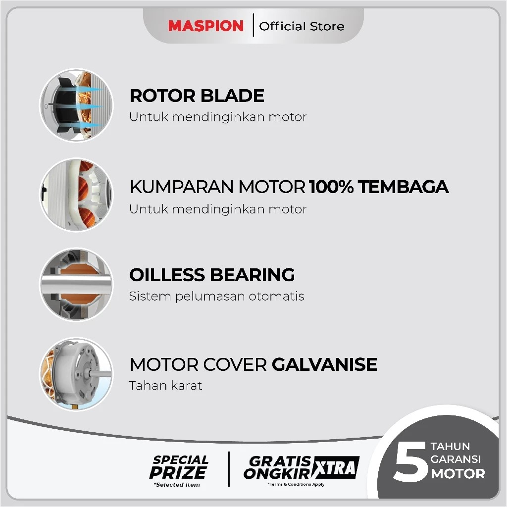 Maspion Group Maspion Stand Fan Kipas Angin Berdiri 16 Inch  F-412 S