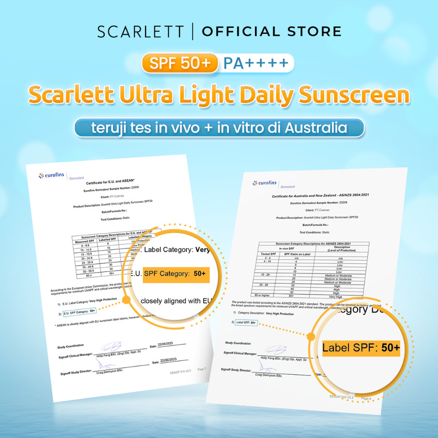 Opto Lingkar Sejahtera Scarlett Whitening Ultra Light Daily Sunscreen Moisturizing SPF 50+ PA++++ 