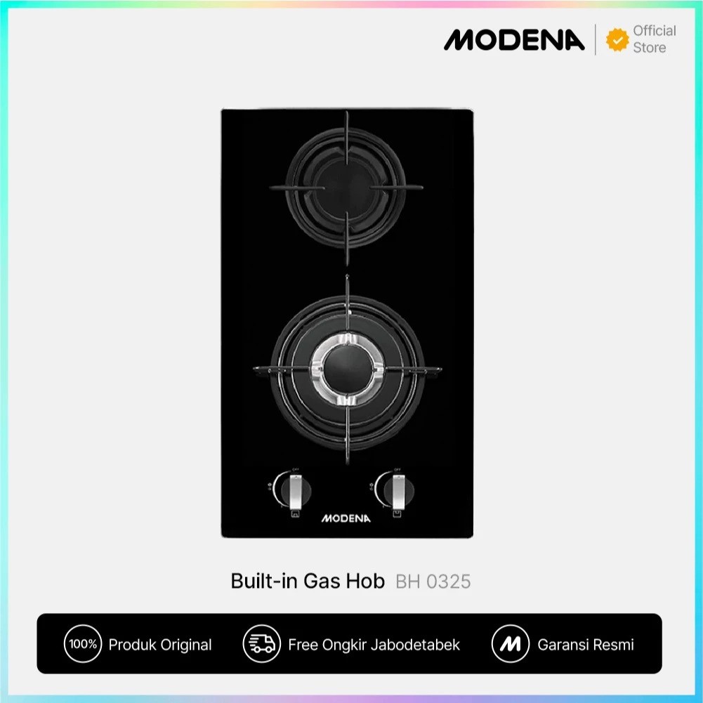 MODENA Indonesia MODENA Kompor Gas Tanam 30cm 2 Burner Aluminum BH 0325
