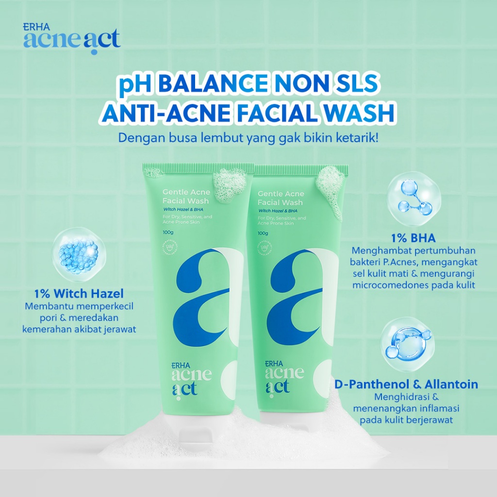 ERHA Clinic Indonesia AcneAct Witch Hazel & BHA Gentle Acne Facial Wash
