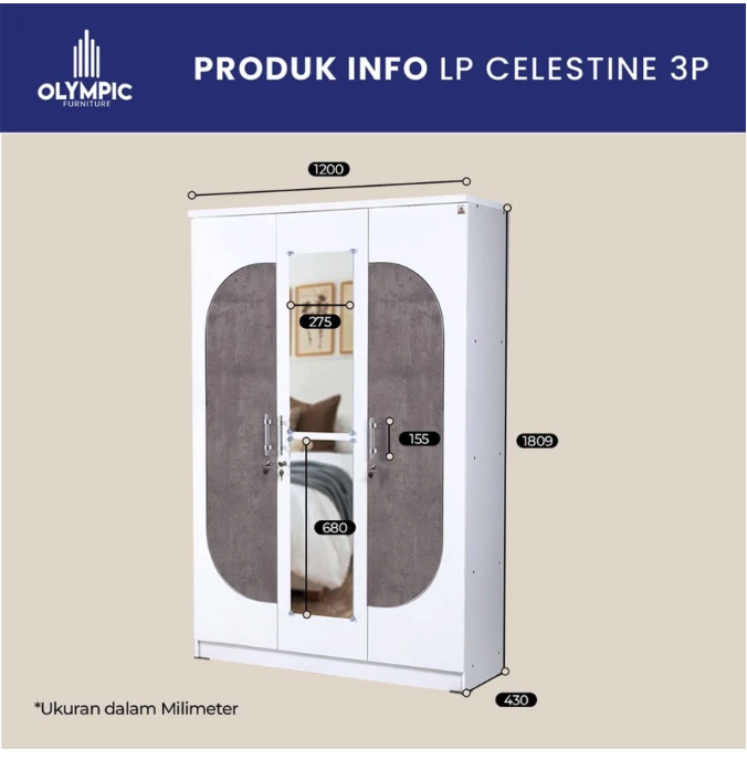 Cahaya Bintang Olympic Olympic Celestine Lemari Pakaian 3 Pintu