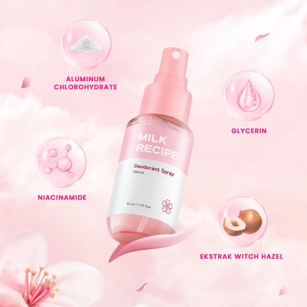 Nayue Kosmetik Indonesia Milk Recipe Deodorant Spray Sakura