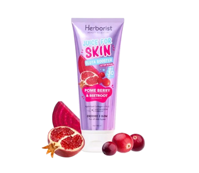 Herborist Juice for Skin Gluta Booster Lotion Serum SPF 30 PA+++ Pome Berry & Beetroot