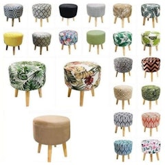 Round Canvas Ottoman Stool