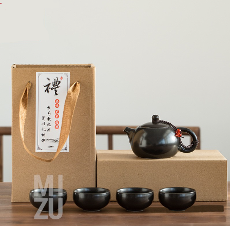 MIZU Living OOLONG Classic Chinese Tea Pot Set 4 Cups Ceramic with Gift Box