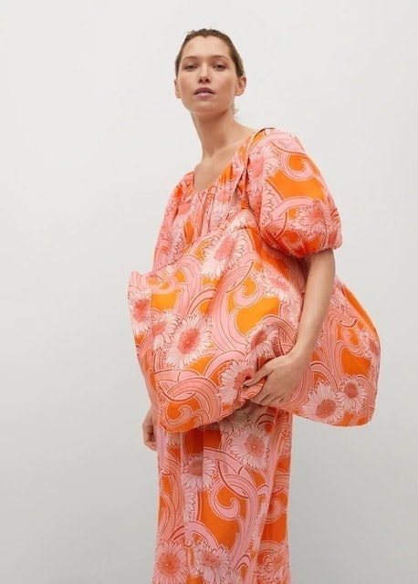 Mango Linen Maxi Shopper Bag REF. 87068258-BEGUR-LM