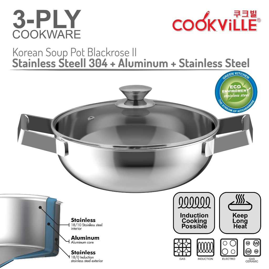 Cookville Korean Soup Pot Black Rose 3ply