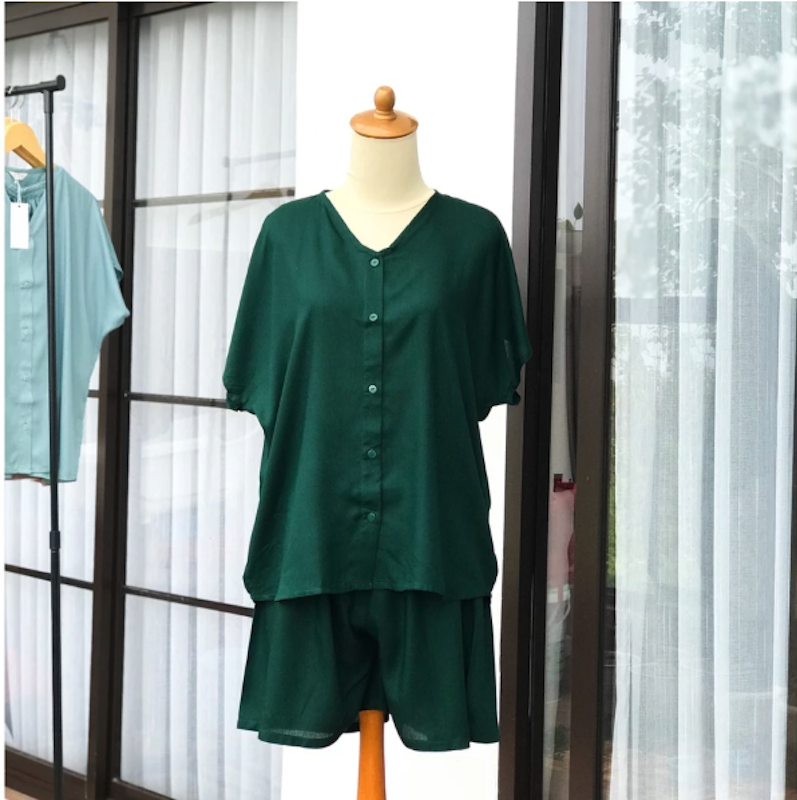 Lalucuku Setelan Baju Tidur Freila Pendek Polos 5