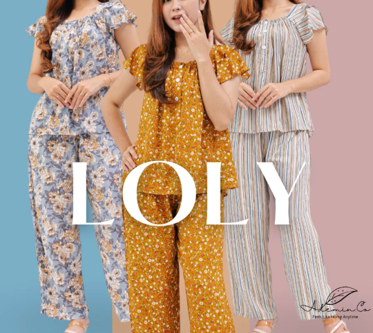  AdeminCo Loly Setelan Piyama Wanita Kancing Rayon Reactive