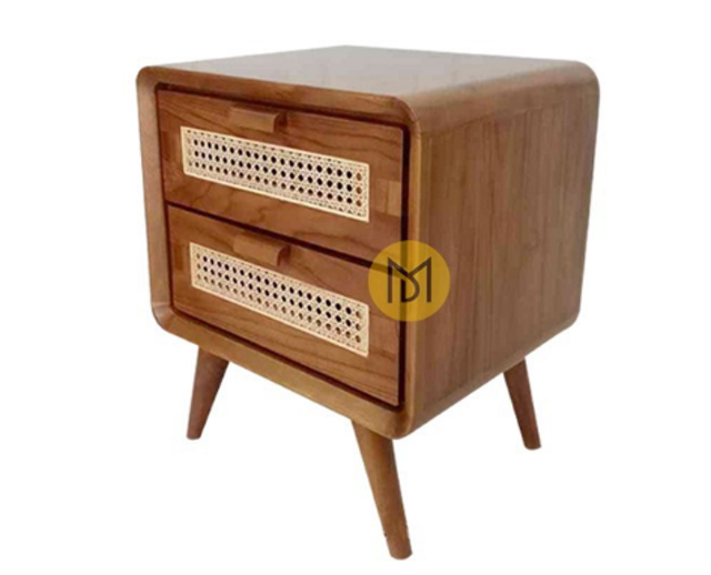 Mebelisa Meja Bedside Jati Rotan