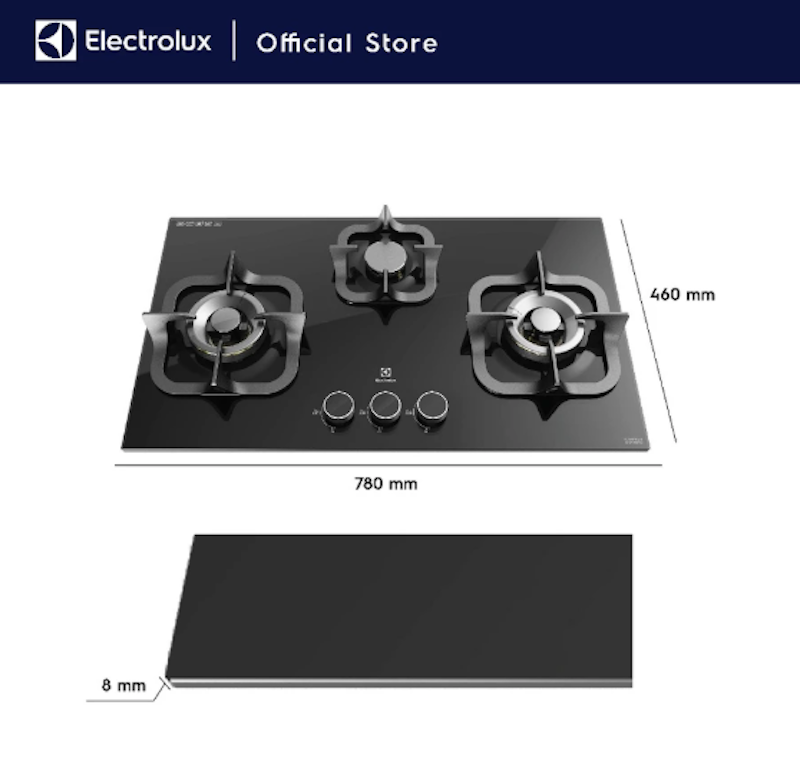 Electrolux Kompor Gas Tanam UltimateTaste 300 dengan 3 Tungku 78cm 3